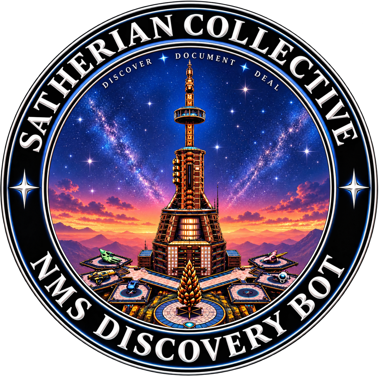 Satherian Collective NMS Discovery Bot crest